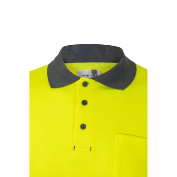 VL PLUTO LARGE. Two-tone piqué polo shirt (150g/m²) with long sleeves, in cotton (55%) and polyester (45%)
