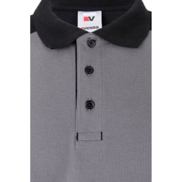 VL VELES. Two-tone stretch piqué polo shirt (200g/m²) with short sleeves, in polyester (96%) and elastane (4%)