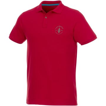 Beryl short sleeve mens GOTS organic GRS recycled polo Red - 1 Bounce Creative Designs