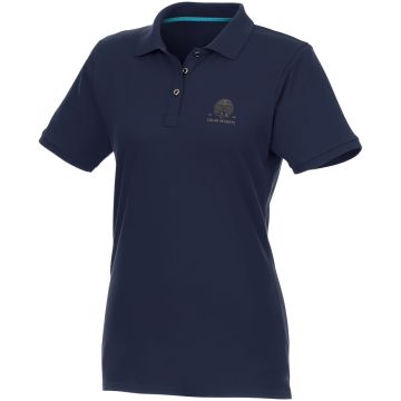 Beryl short sleeve womens GOTS organic GRS recycled polo Navy - 1 Bounce Creative Designs