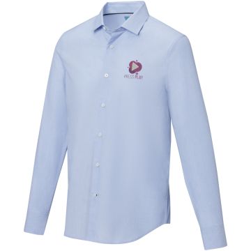 Cuprite long sleeve mens GOTS organic shirt Light blue - 1 Bounce Creative Designs