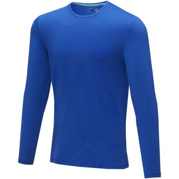 Ponoka long sleeve mens GOTS organic tshirt Blue - 1 Bounce Creative Designs