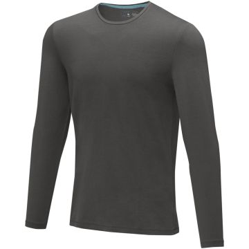 Ponoka long sleeve mens GOTS organic tshirt Storm grey - 1 Bounce Creative Designs