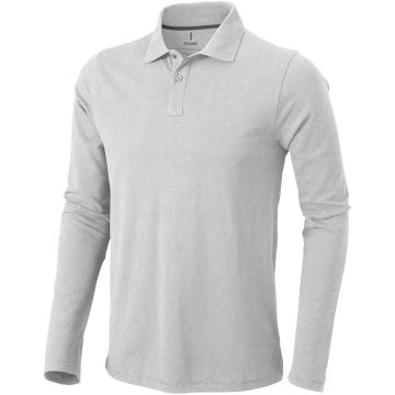 Oakville long sleeve mens polo Grey melange - 1 Bounce Creative Designs