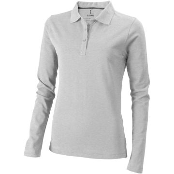 Oakville long sleeve womens polo Grey melange - 1 Bounce Creative Designs