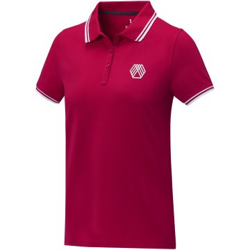 Amarago short sleeve womens tipping polo Red - 1 Bounce Creative Designs