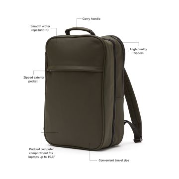 Branded VINGA Baltimore Travel Backpack Green