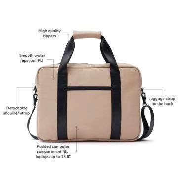 Branded VINGA Baltimore Computer Bag Greige 