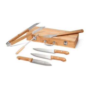 Barbecue Set Supplied In A Bamboo Case