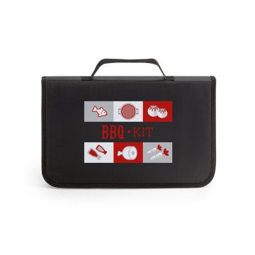 FLARE. Five-piece wooden and stainless steel barbecue set with bamboo board