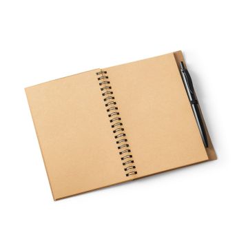 VICENTE. B6 notebook in cork and recycled polyester (100% rPET) with ballpoint pen