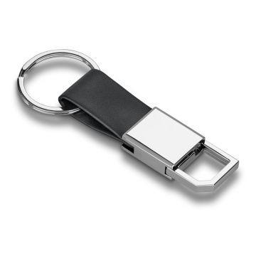 BOURCHIER Metal Keyring With Vegan Leather Strap