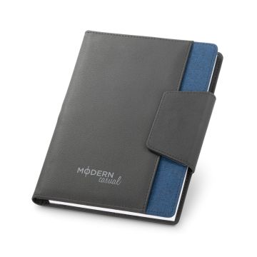 RUSSEL. PU and polyester fabric cover with A5 notebook with plain pages