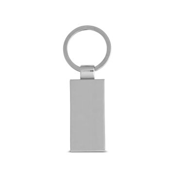 Rectangular bamboo keyring with a metal casing. Supplied with a kraft paper box