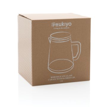 Ukiyo Carafe Borosilicate Glass With Bamboo Lid 12L Transparent - 3 Bounce Creative Designs