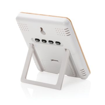 Bamboo Desk Clock Weather Station Brown white - 1 Bounce Creative Designs