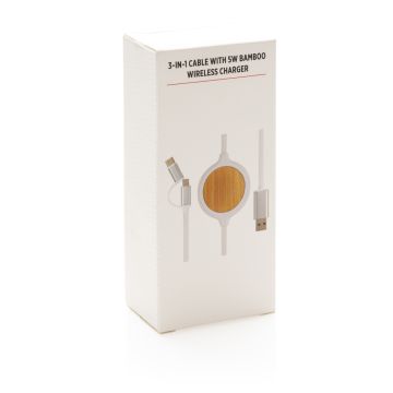3-in-1 Cable with 5W Bamboo Wireless Charger