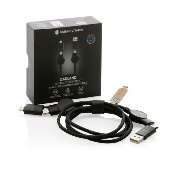 Oakland RCS recycled plastic 6in1 fast charging 45W cable Black - 1 Bounce Creative Designs