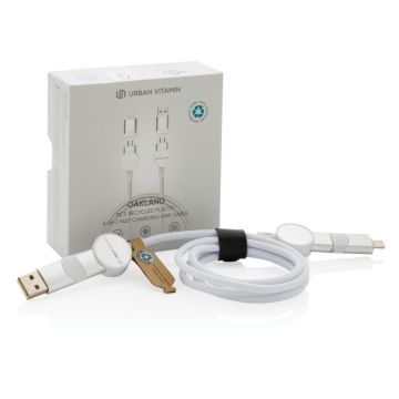 Oakland RCS recycled plastic 6in1 fast charging 45W cable White - 1 Bounce Creative Designs