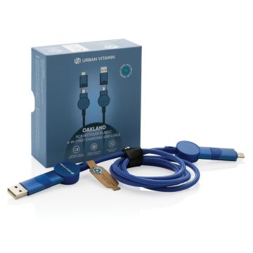 Oakland RCS recycled plastic 6in1 fast charging 45W cable Blue - 1 Bounce Creative Designs