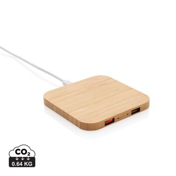 Eco Bamboo Wireless Charger With Recycled USB Cable  Brown - 1 Bounce Creative Designs