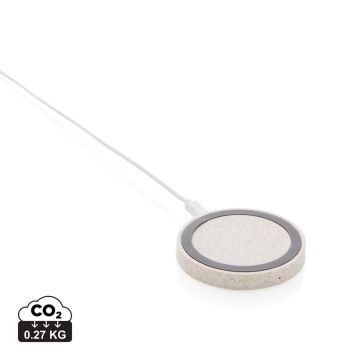 Wheat Straw Round Wireless Charging Pad Brown - 1 Bounce Creative Designs