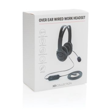 Over ear Wired Work Headset Headphones Black - 1 Bounce Creative Designs