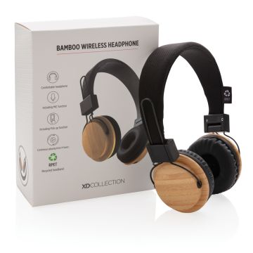 Bamboo Wireless Headphones With Built In Mic Brown black - 1 Bounce Creative Designs