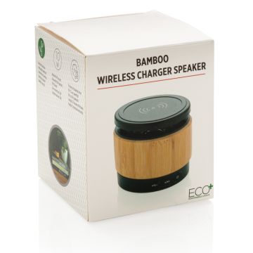 Bamboo Bluetooth Speaker With Built In Wireless Charger  Brown black - 2 Bounce Creative Designs