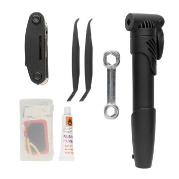 Bike Repair Kit Set With Pump And Storage Pouch Black - 2 Bounce Creative Designs