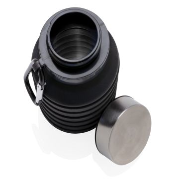 Leakproof collapsible silicone bottle with lid Black - 1 Bounce Creative Designs