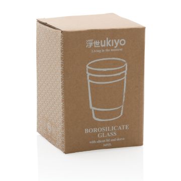 Ukiyo Borosilicate Glass Coffee Cup With Lid And Sleeve - 1 Bounce Creative Designs