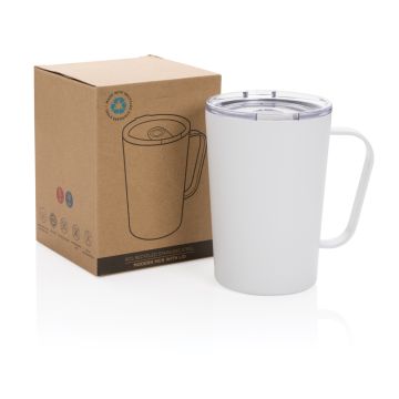 RCS Recycled stainless steel modern vacuum mug with lid White - 1 Bounce Creative Designs