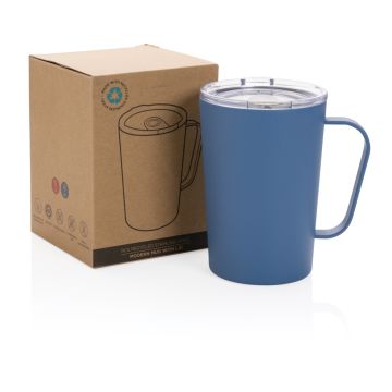 RCS Recycled stainless steel modern vacuum mug with lid Blue - 1 Bounce Creative Designs