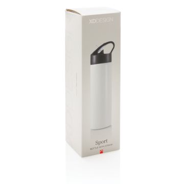 Sport bottle with straw White - 1 Bounce Creative Designs
