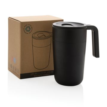 GRS Recycled PP and SS mug with handle Black - 1 Bounce Creative Designs