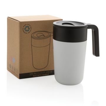 GRS Recycled PP and SS mug with handle White - 1 Bounce Creative Designs