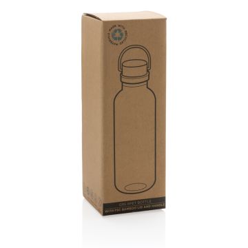 GRS RPET bottle with FSC bamboo lid and handle Black - 1 Bounce Creative Designs