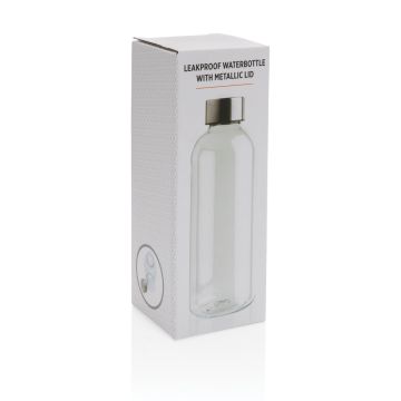 Leakproof water bottle with metallic lid Transparent - 1 Bounce Creative Designs