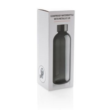 Leakproof water bottle with metallic lid Black - 1 Bounce Creative Designs