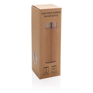 Bamboo Vacuum Travel Bottle Leak Proof  Brown - 1 Bounce Creative Designs