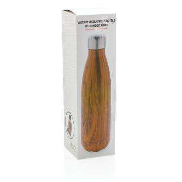 Vacuum insulated ss bottle with wood print Brown - 1 Bounce Creative Designs