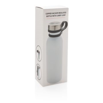 Copper vacuum insulated bottle with carry loop White - 1 Bounce Creative Designs