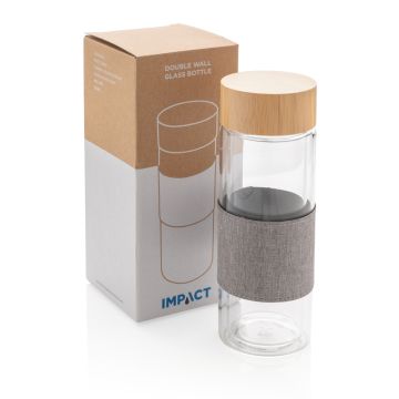 Impact Borosilicate Glass Bottle Double Walled Transparent grey - 3 Bounce Creative Designs