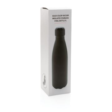 Solid color vacuum stainless steel bottle 1L Black - 1 Bounce Creative Designs