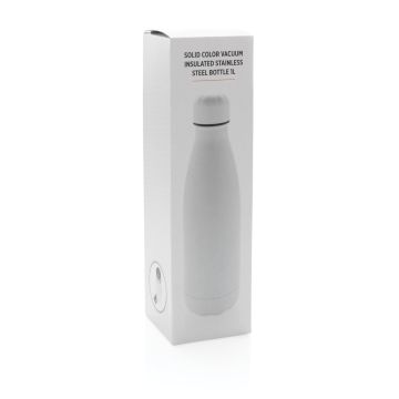 Solid color vacuum stainless steel bottle 1L White - 1 Bounce Creative Designs