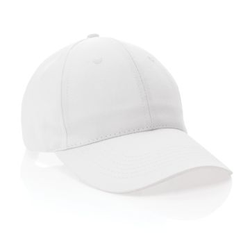 Impact 6 panel 190gr Recycled cotton cap with AWARE tracer White - 1 Bounce Creative Designs
