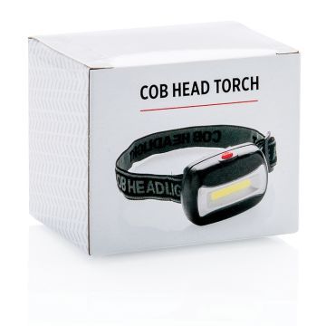 COB Head Torch With Adjustable Head Band Black - 1 Bounce Creative Designs