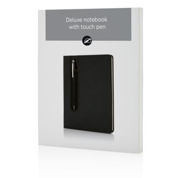 Standard hardcover PU A5 notebook with stylus pen Black - 1 Bounce Creative Designs