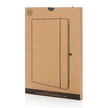 Recycled leather hardcover notebook A5 Grey - 1 Bounce Creative Designs